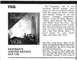 LP Review for Vigil. Beat Instrumental. August 1968.